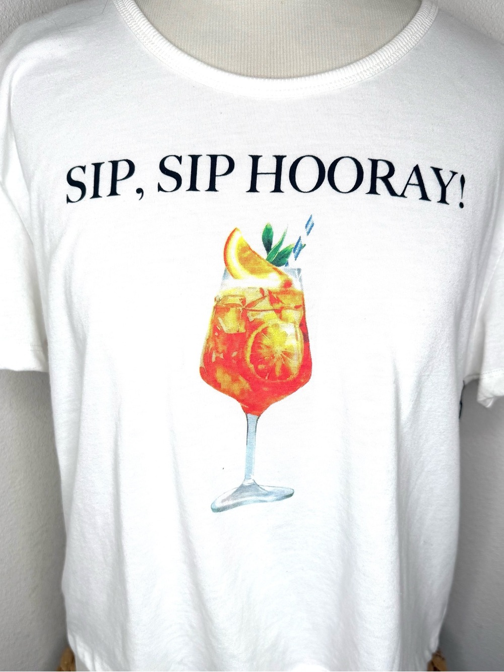 NWT Better Together Sip Sip Hooray! Top  Aperol Spritz Graphic White Tee shirt